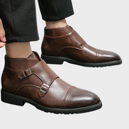 Botas hombre doble hebilla cuero elegante – botines formales cómodos versátiles