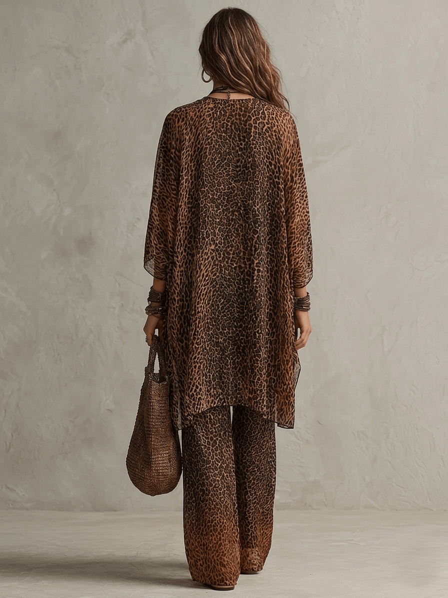 Conjunto Tres Piezas Bohemio Leopardo Degradado