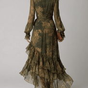 Vestido Maxi de Chifón con Volantes Florales