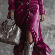 Vestido Maxi Blazer de Terciopelo Morado con Botonadura