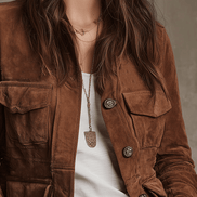 Chaqueta Vintage Marrón de Ante con Múltiples Bolsillos