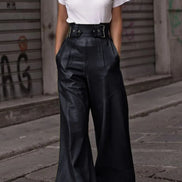 Pantalones de cintura alta y pierna ancha
