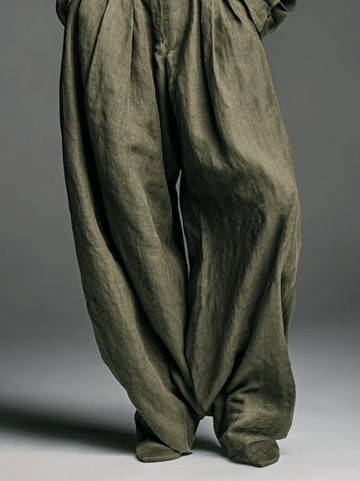 Conjunto Dos Piezas Camisa de Lino y Pantalón Ancho