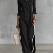 Vestido Maxi Sudadera con Ribete Blanco