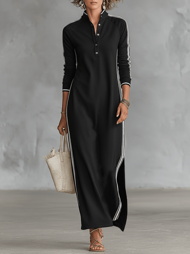 Vestido Maxi Sudadera con Ribete Blanco