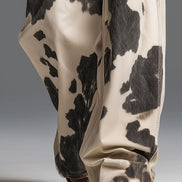 Pantalón Ancho Retro Western con Estampado de Vaca
