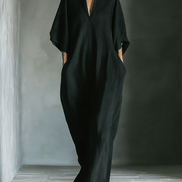 Vestido Maxi Kimono de Mezcla de Algodón