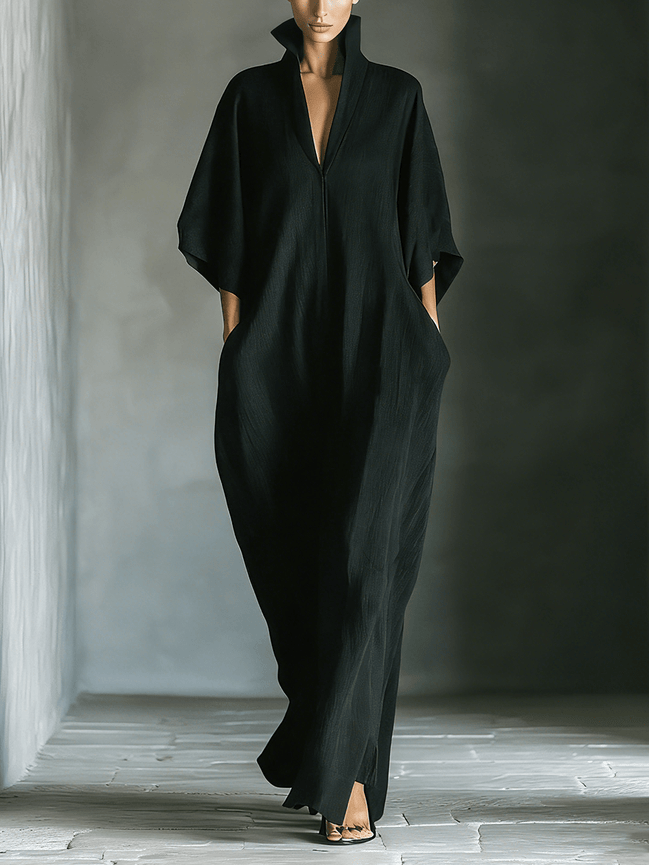 Vestido Maxi Kimono de Mezcla de Algodón