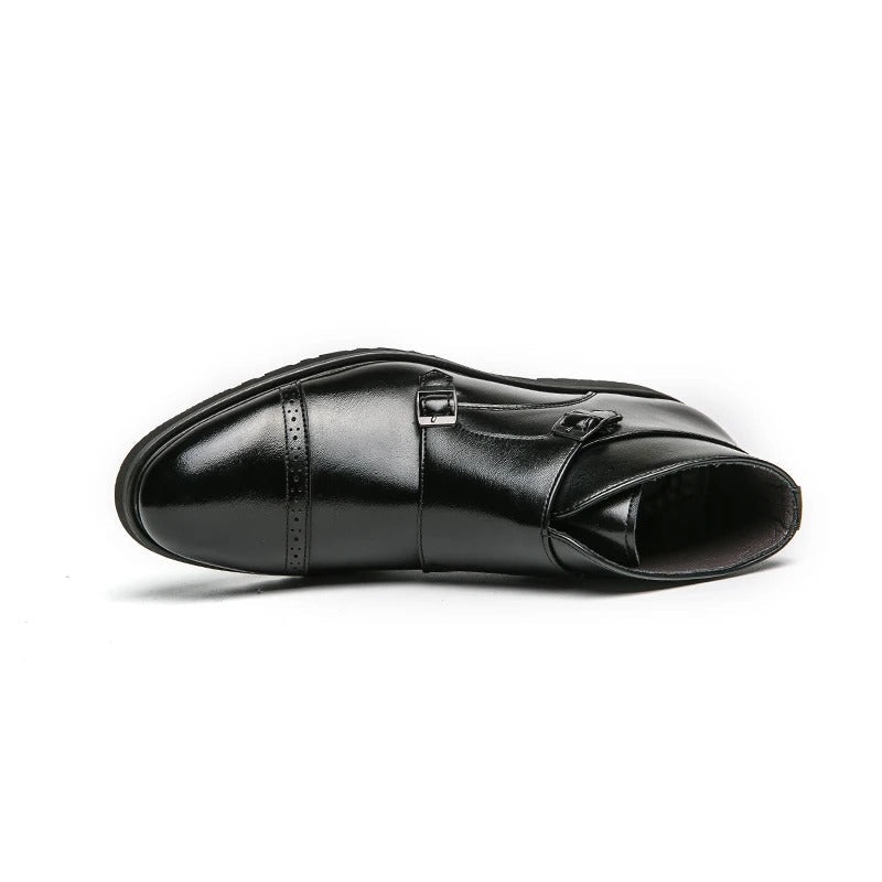 Botas hombre doble hebilla cuero elegante – botines formales cómodos versátiles