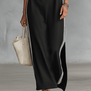Vestido Maxi Sudadera con Ribete Blanco
