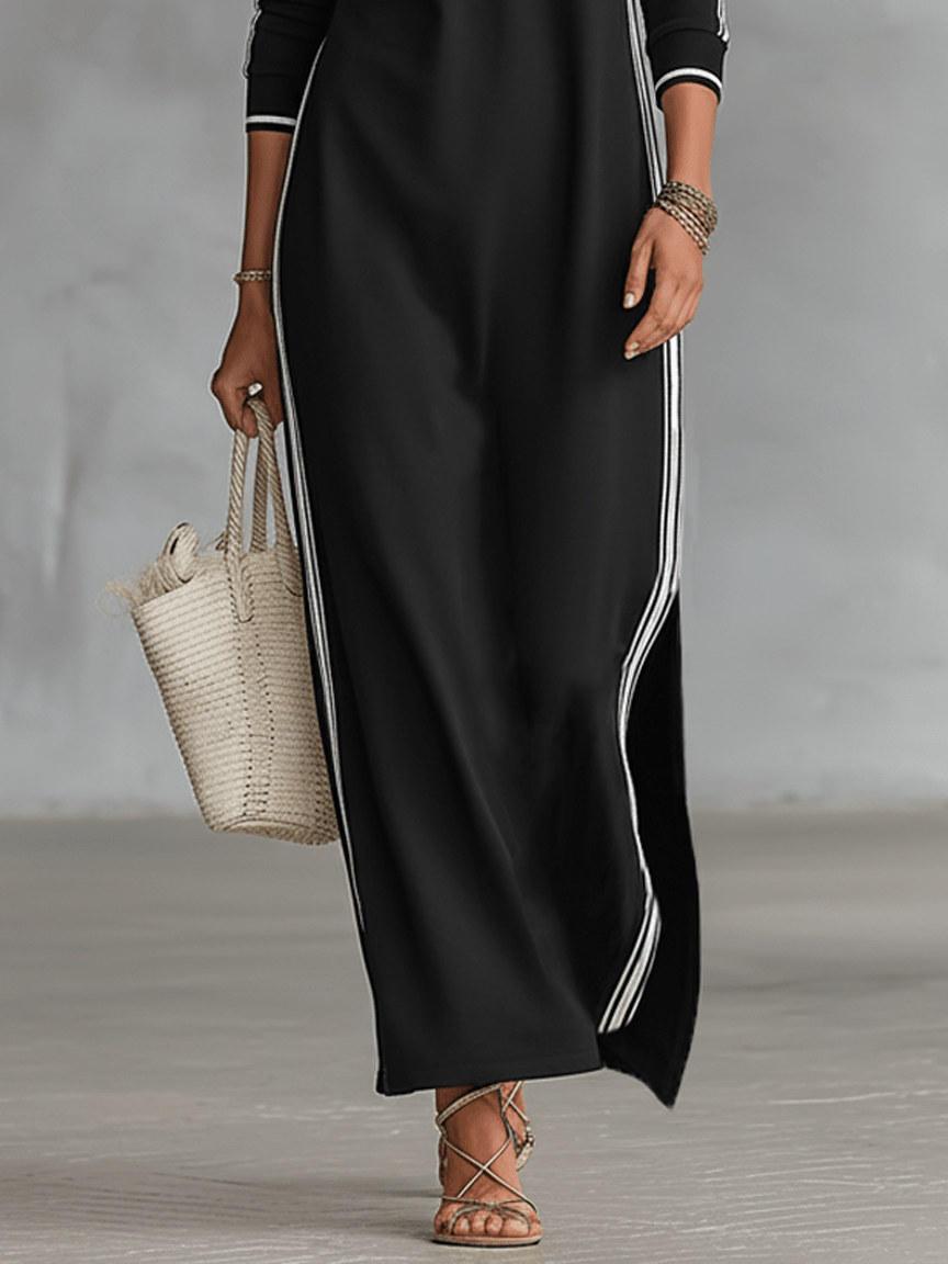Vestido Maxi Sudadera con Ribete Blanco