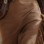 Falda Western Vintage de Pana Marrón con Volantes en Sesgo