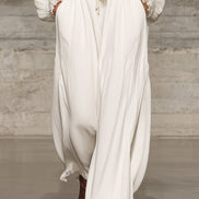 Pantalón Ancho Retro Blanco con Cinturilla Elástica