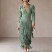 Chiara | Vestido Elegante con Mangas de Flecos