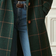 Abrigo Retro con Cuello Solapa y Estampado de Cuadros Tweed
