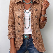 Chaqueta Floral Vintage con Volantes