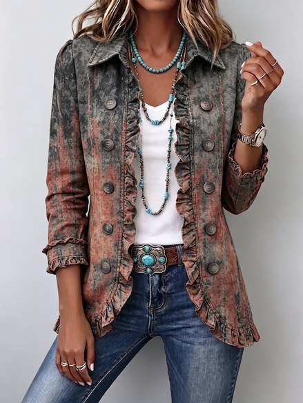 Chaqueta Degradado Texturizado con Volantes