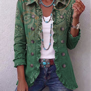 Chaqueta Cachemira Verde con Volantes