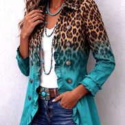 Chaqueta Blazer Leopardo Degradado con Volantes