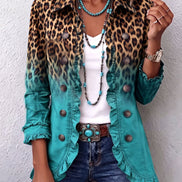 Chaqueta Blazer Leopardo Degradado con Volantes