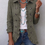 Chaqueta Bordada Verde con Volantes