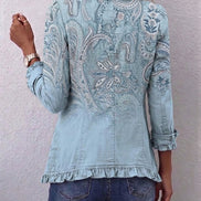 Chaqueta Cachemira Vintage Azul con Volantes
