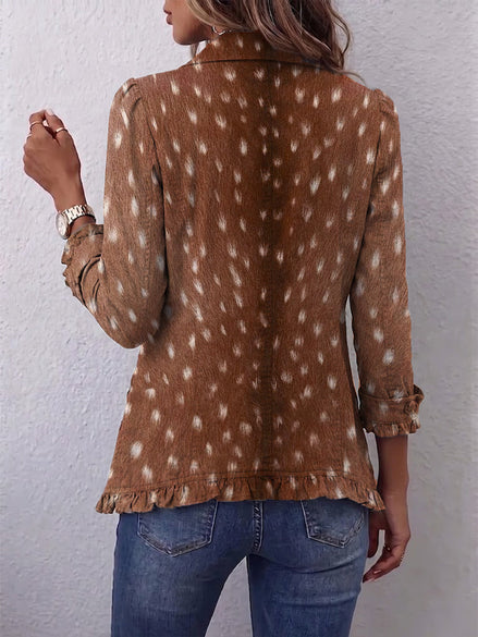 Chaqueta Estampado Animal con Volantes