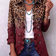 Chaqueta Blazer Leopardo Degradado con Volantes
