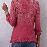 Chaqueta Cachemira Rosa con Volantes