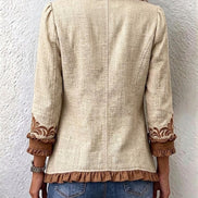 Chaqueta Floral Bordada con Volantes