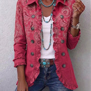 Chaqueta Cachemira Rosa con Volantes