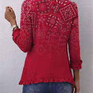 Chaqueta Cachemira Rojo Degradado con Volantes