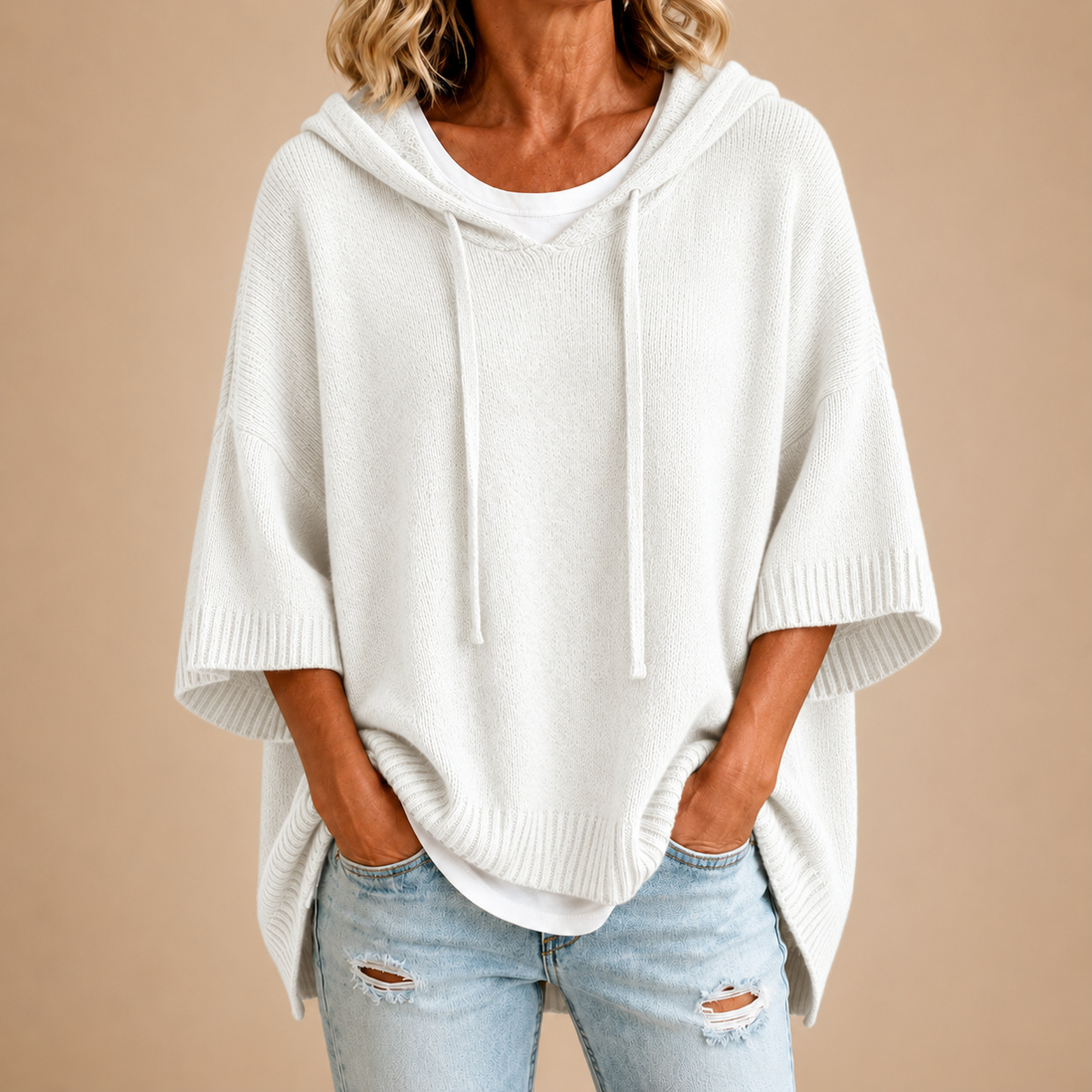 Mirella | Poncho de Punto con Capucha