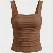 Blusa sin mangas Blair con fruncido y escote cuadrado