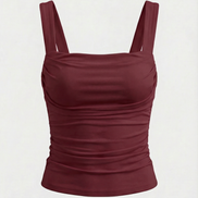 Blusa sin mangas Blair con fruncido y escote cuadrado