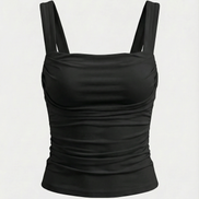 Blusa sin mangas Blair con fruncido y escote cuadrado
