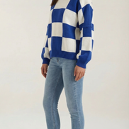 Suéter de punto con diseño a cuadros Emma
