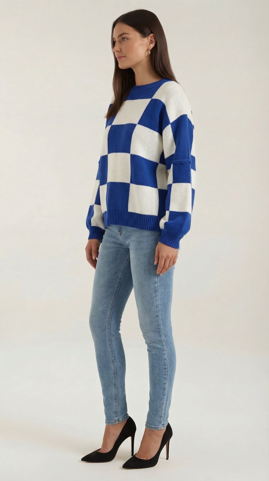 Suéter de punto con diseño a cuadros Emma