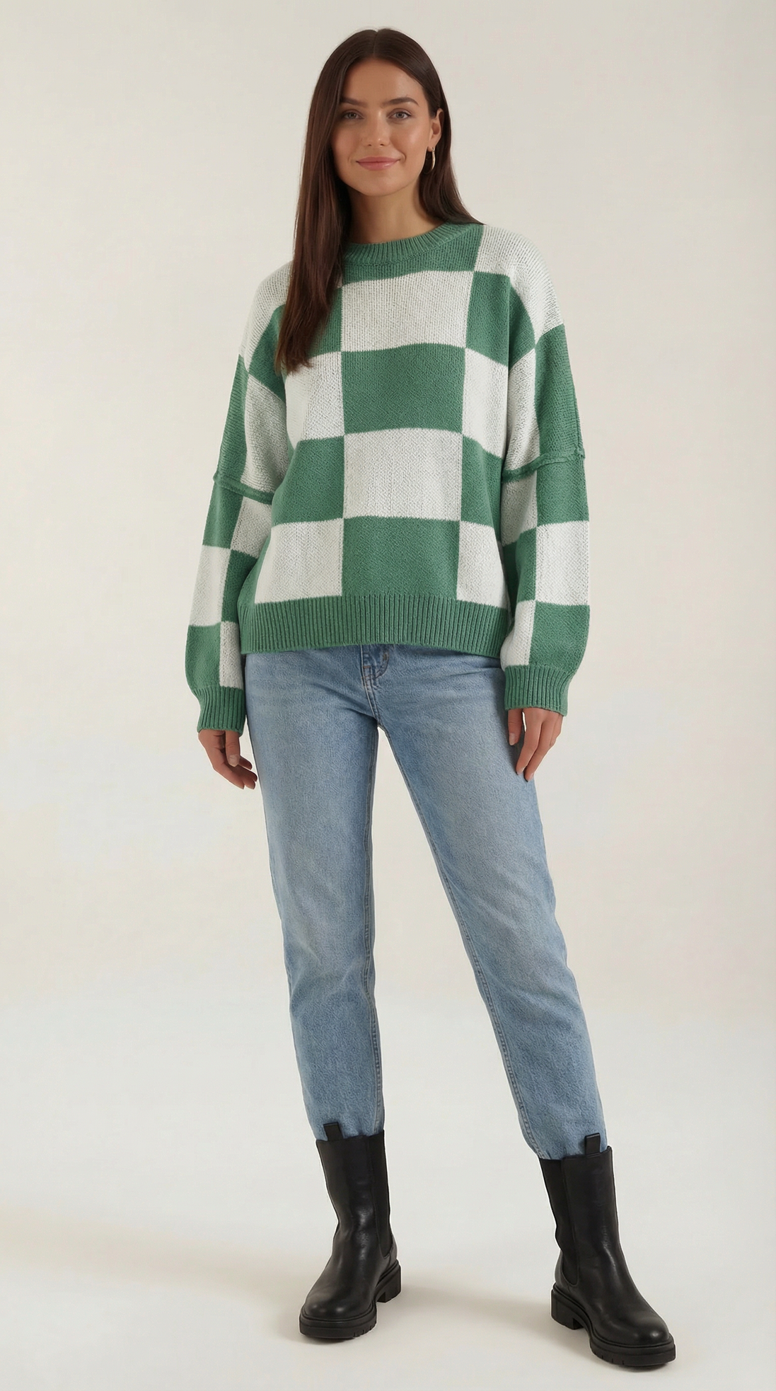 Suéter de punto con diseño a cuadros Emma