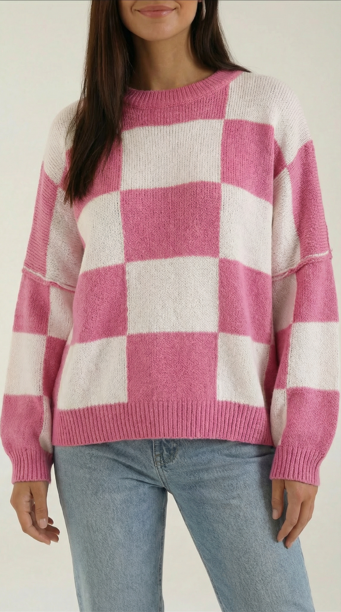 Suéter de punto con diseño a cuadros Emma