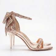 Tacones Sarah con Lazo y Tacón Decoradas con Diamantes