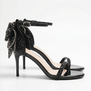 Tacones Sarah con Lazo y Tacón Decoradas con Diamantes
