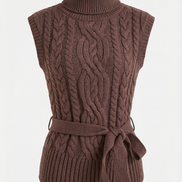 Chaleco de punto trenzado con cuello alto Wendy
