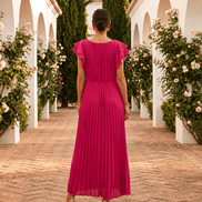 Amara | Vestido Midi Plisado con Detalle Cruzado