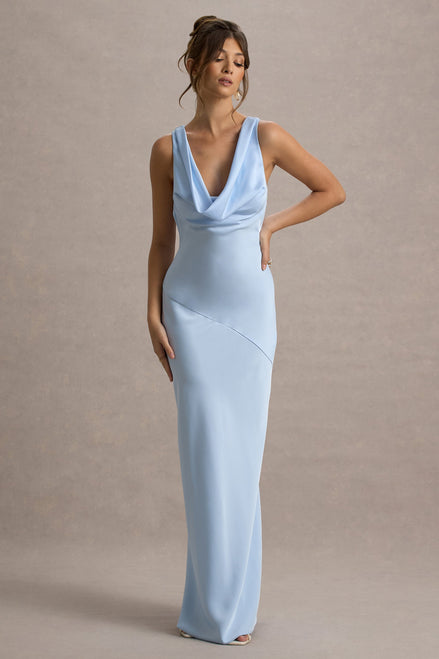 Celeste | Vestido Largo Satinado