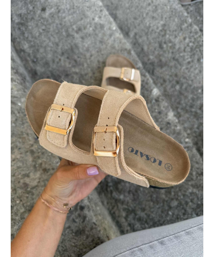 Sandalias LOSATO Ferrata Beige en Piel Natural