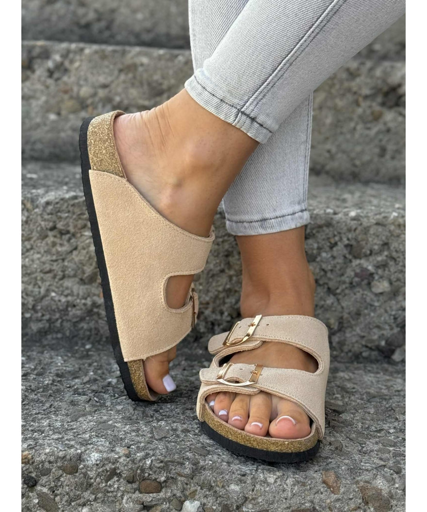 Sandalias LOSATO Ferrata Beige en Piel Natural