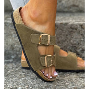 Sandalias LOSATO Ferrata Olive en Piel Natural