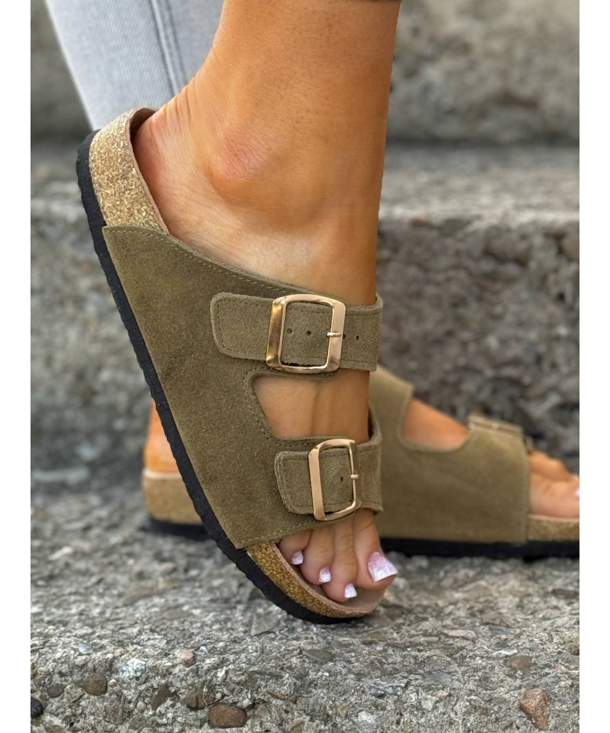 Sandalias LOSATO Ferrata Olive en Piel Natural
