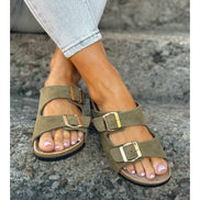 Sandalias LOSATO Ferrata Olive en Piel Natural